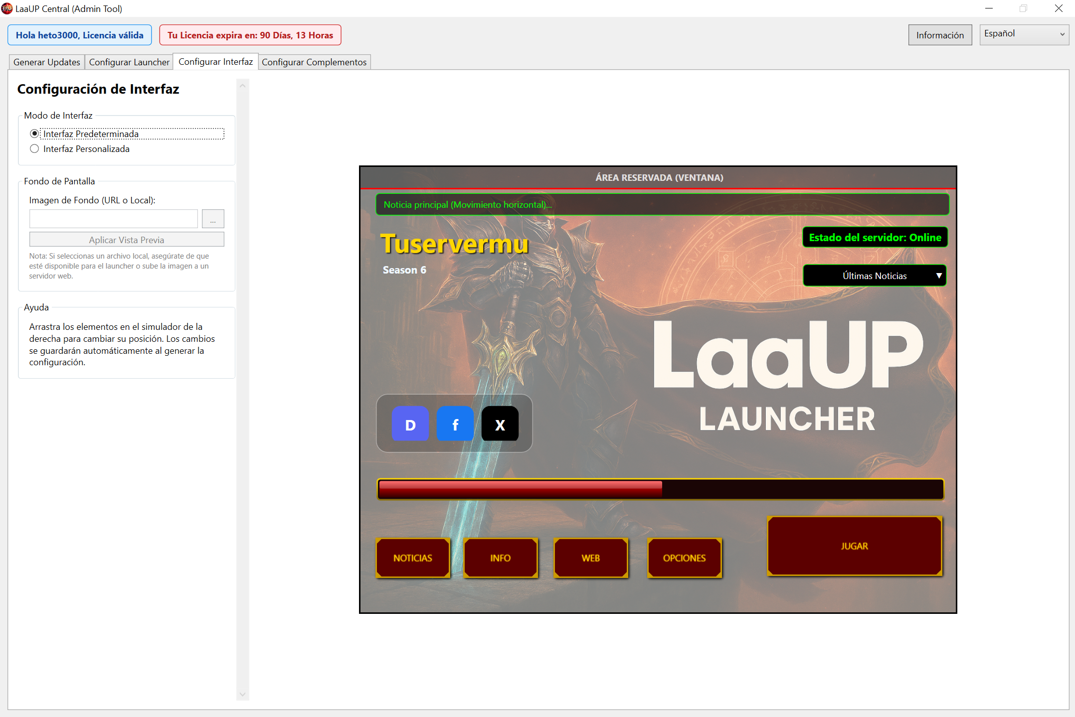 Generador de interfaz desde la central! CONTROL TOTAL!
